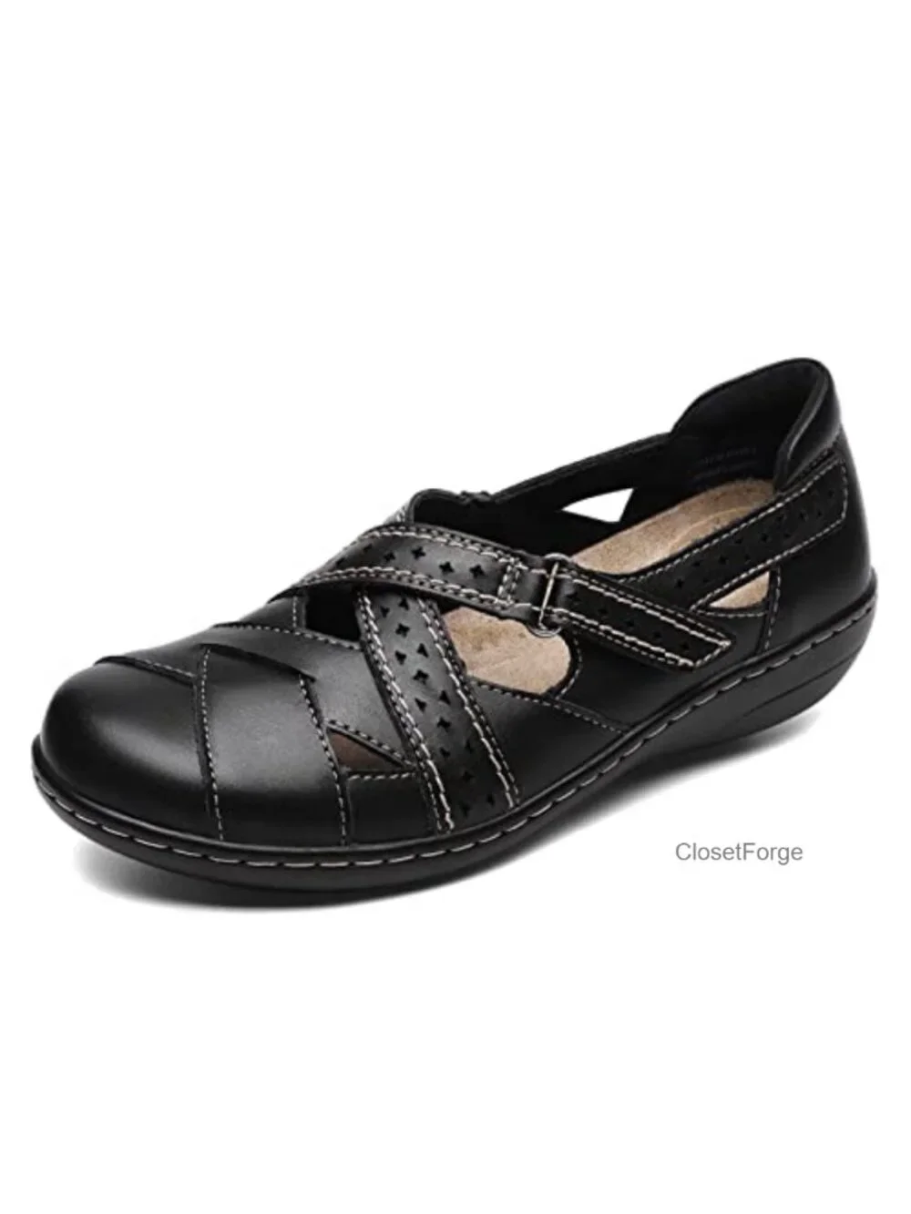 Genuine Leather Women's Loafer Flat, Slip-On Walking Shoe with Memory Foam,